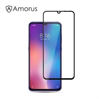 AMORUS Full Glue Silk Printing Gehard Glas Full Screen Protector voor Xiaomi Mi 9/Mi CC9/Mi 9 Lite