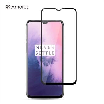 AMORUS Full Glue Silk Printing Gehard glas Volledig schermbeschermer voor OnePlus 7 / 6T