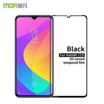 MOFI 3D gebogen gehard glas compleet dekkende schermbeschermingsfilm voor Xiaomi Mi 9 Lite / Mi CC9 / Mi CC9 Meitu-editie