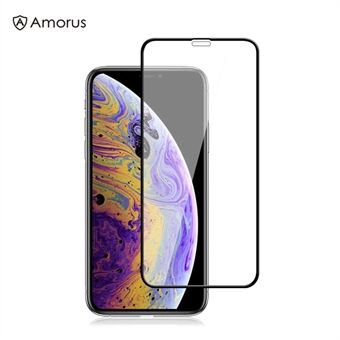 AMORUS Full Silk Printing Gehard Glas Scherm Beschermfolie voor iPhone 11 Pro 5.8 inch / X / XS