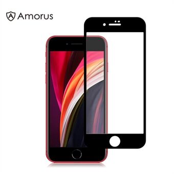 AMORUS zijdedruk anti-explosie volledig scherm [volledige lijm] gehard glasfilm voor iPhone SE (2e generatie) / 8/7 - zwart