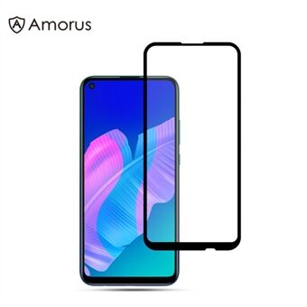 AMORUS Silk Printing Anti-explosie gehard glas Film op volledig scherm [Volledige lijm] voor Huawei P40 lite E / Y7p / Honor 9C