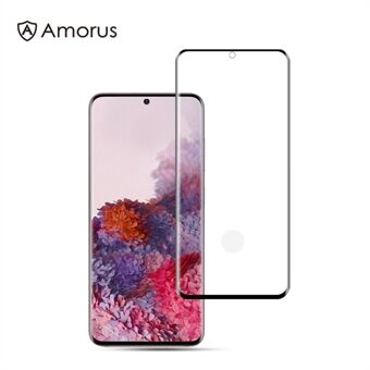 AMORUS voor Samsung Galaxy S20 Volledige Dekking 3D Gebogen Volledige Lijm Gehard Glas Screen Guard Film [Ondersteuning Ultrasone Vingerafdruk Unlock]