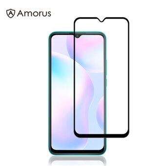 AMORUS Volledige lijm Full Size Silk Printing Beschermende gehard glas Screen Film voor Xiaomi Redmi 9A/9C//9C NFC