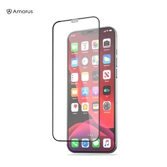 AMORUS Volledige Lijm Full Size Zijde Afdrukken Gehard Glas Scherm Beschermfolie voor iPhone 12 Pro Max 6.7 inch