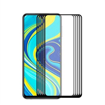 HAT Prince 5 stks / set volledige lijm volledige grootte 0.26 mm 9H 2.5D gehard glas schermfilm voor Xiaomi Redmi Note 9 Pro / Note 9 Pro Max / Note 9S