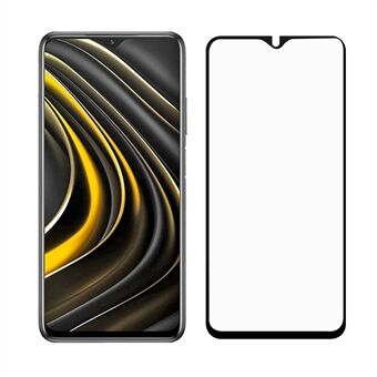 Complete coating voor Xiaomi Poco M3 Full Glue Black Edges Screenprotector van gehard glas