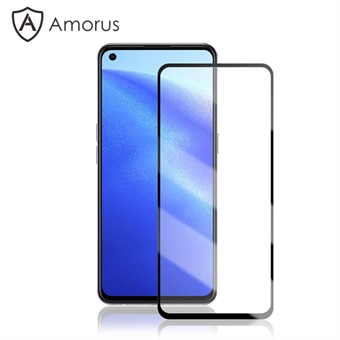 AMORUS Silk Print HD Gehard Glas Volledige Lijm Volledige Dekking Screen Protector voor Oppo Reno5 5G - Zwart