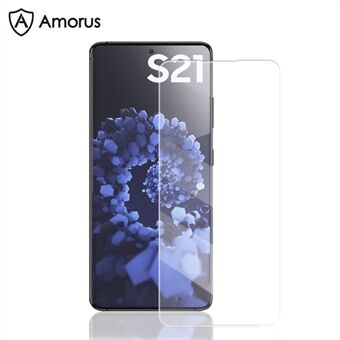 AMORUS Ultra Clear Volledige Dekking 3D Gebogen Scherm Ontwerp UV Vloeibaar Gehard Glas Screen Protector [Volledige Lijm] voor Samsung Galaxy S21 5G