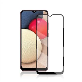 MOCOLO volledig bedekkende zijde bedrukking volledige lijm gehard glas film voor Samsung Galaxy A02s (164,2x75.9x9.1mm) schermbeschermer - zwart