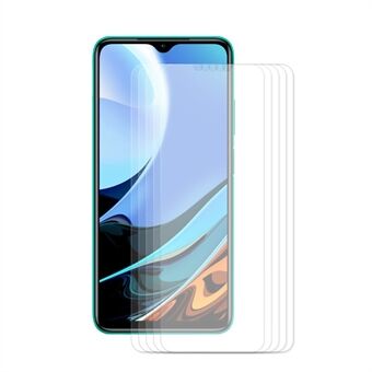 5 stks / set HAT Prince 0.26mm 9H 2.5D Arc Edge Gehard Glas Screen Protector voor Xiaomi Redmi 9T