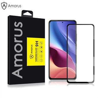 AMORUS volledige dekking 3D gebogen gehard glazen schermbeschermer voor Xiaomi Redmi K40 - zwart