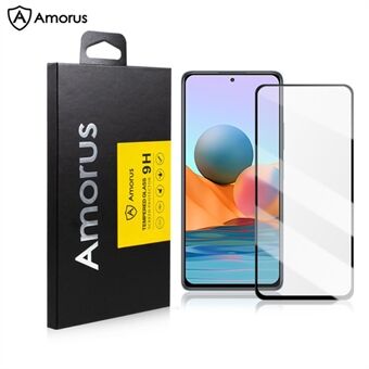 AMORUS voor Xiaomi Redmi Note 10 3D gebogen Edge gehard glas volledig schermbeschermer - zwart