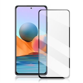 MOCOLO Full Glue Full Coverage Silk Printing Screenprotector van gehard glas voor Xiaomi Redmi Note 10 - Zwart