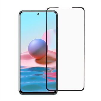 Anti-explosie Volledige dekking Zeefdruk Volledig zelfklevende schermbeschermer van gehard glas voor Xiaomi Redmi Note 10S - zwart