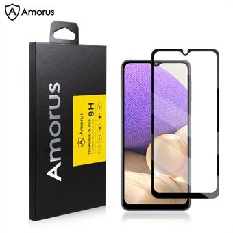 AMORUS volledige lijm hoog transparant scherm bedrukt gehard glas volledig scherm beschermende film voor Samsung Galaxy A32 4G (EU-versie) - zwart