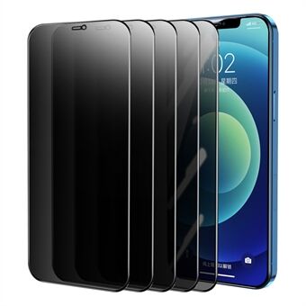 ENKAY 5 stuks Ontspiegeld explosieveilige volledige dekking gehard glas 28 ° anti-spion screenprotector film voor iPhone 12 6.1 inch / 12 Pro 6.1 inch