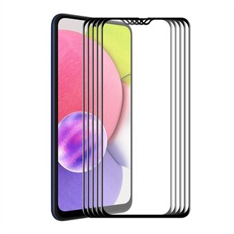 ENKAY 5 stuks / set 6D volledig ondoorzichtige schermbeschermer Vollijm Zeefdruk Film van gehard glas voor Samsung Galaxy A03s (164,2 x 75,9 x 9,1 mm)