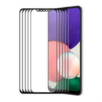 ENKAY 5 stks/set compleet ondoorzichtige zeefdruk volledige lijm 6D gehard glas screen protector voor Samsung Galaxy A22 5G (EU versie)