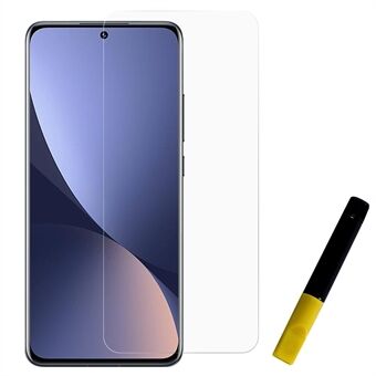 RURIHAI voor Xiaomi 12 Pro volledig klevende 0,26 mm slanke anti-explosie UV-vloeistof hoog-aluminium-siliciumglas gehard glas schermbeschermfolie [Vingerafdruk ontgrendelen]