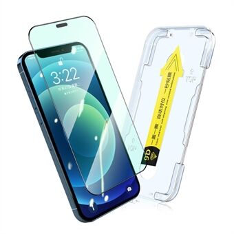 ENKAY voor iPhone 12 mini 5,4 inch volledig zelfklevend Anti-stof Anti-kras zijdeprint Groen licht oogbescherming Gehard glas film op volledig scherm met eenvoudige installatietool