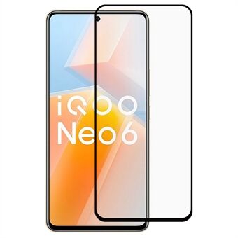 Voor vivo iQOO Neo6 Black Edge Silk Print gehard glasfilm Volledige dekking volledig zelfklevende Anti-explosie screenprotector