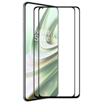 ENKAY 2 stuks / set gehard glas film voor OnePlus 10R, 6D zeefdruk Hoog aluminium-silicium glas volledige lijm volledige schermbeschermer zwarte Edge