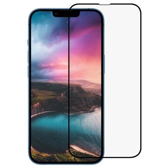 RURIHAI Voor iPhone 14 6.1 inch Secundaire verharding volledig zelfklevend 0,26 mm dik 2.5D Edge volledig ondoorzichtig HD Anti-shock hoge aluminium-silicium glasfilm