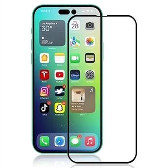 AMORUS voor iPhone 14 Pro Max 6.7 inch 3D gebogen randen Zijde Edge Full size gehard glasfilm Volledig gelijmde schermbeschermer - Zwart