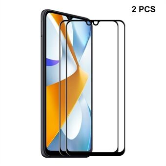 ENKAY HOED Prince Voor Xiaomi Poco C40 4G 2 stks/pak 6D Zijde Afdrukken Hoge Aluminium-silicium Glas Film HD Clear Volledige Lijm Full Screen Protector