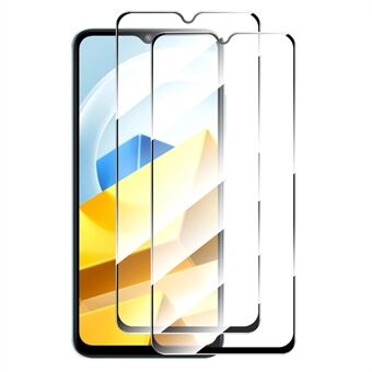 ENKAY HAT Prince 2 stks/pak voor Xiaomi Poco M5 4G Volledige dekking Volledige lijm 9H Anti-explosie Gehard Glas Film 0.26mm 2.5D Arc Edge Screen Protector