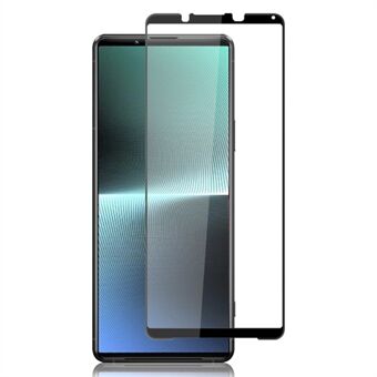 MOCOLO Voor Sony Xperia 1 V Zijdedruk Schermbeschermer Volledige Dekking HD Gehard Glas Film - Zwart