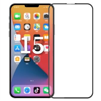 PINWUYO JK 3D Gebogen Gehard Glas Folie-2 voor iPhone 15 Plus Scherm Beschermer Volledige Lijm Ultra Helder Hoog Aluminium-siliconen Glas Folie