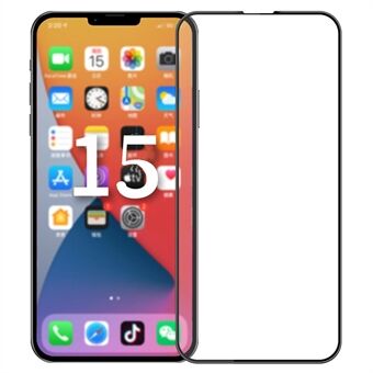 PINWUYO JK 3D Gebogen Gehard Glas Folie-2 voor iPhone 15 Pro Hoog Aluminium-Silicium Glas Volledig Gekleefde Schermbeschermer