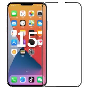 PINWUYO JK 3D Gebogen Gehard Glas Film-2 voor iPhone 15 Volledig Verlijmde Hoge Aluminium-siliconen Glas HD Helder Scherm Beschermfolie.