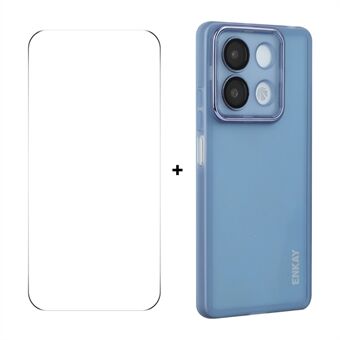 Voor Xiaomi Redmi Note 13R Pro 5G ENKAY HAT PRINCE Hoes Matte TPU Telefoonhoesje met Lensfilm + 9H Glazen Beschermfolie