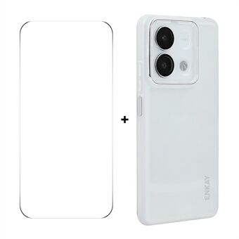 Voor Xiaomi Redmi Note 13 5G ENKAY HAT PRINCE Hoes Matte TPU Telefoonhoesje met Lensfilm + 9H Glazen Bescherming