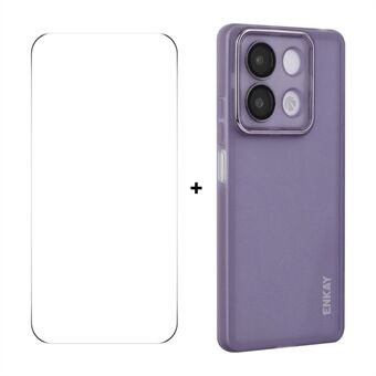 Voor Xiaomi Redmi Note 13 Pro 5G / Xiaomi Poco X6 5G ENKAY HAT PRINCE Hoes Matte TPU Telefoonhoesje met Lensfilm + 9H Glazen Beschermplaat