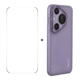 Voor Huawei Pura 70 ENKAY HAT PRINCE Hoes Matte TPU Telefoonhoesje met Lensfilm + 9H Glazen Bescherming