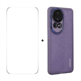 Voor Huawei nova 12 5G ENKAY HAT PRINCE Hoes Matte TPU Telefoonhoesje met Lensfilm + 9H Glazen Protector