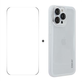 Voor iPhone 16 Pro ENKAY HAT PRINCE Hoes Matte TPU Telefoonhoesje met Lensfilm + 9H Glasbeschermer