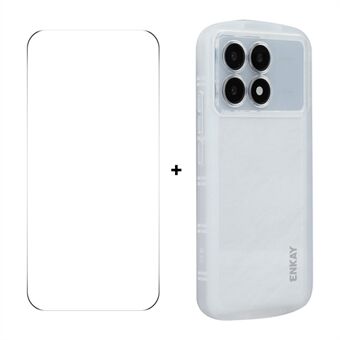 Voor Xiaomi Redmi K70 Pro 5G / Xiaomi Redmi K70 5G ENKAY HAT PRINCE Hoesje Vier Hoeken Schokbestendige Matte TPU Telefoonhoes + 9H Glasbeschermer