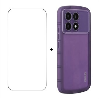 Voor Xiaomi Redmi K70 Ultra ENKAY HAT PRINCE Hoes Vier Hoeken Schokbestendig Matte TPU Telefoonhoesje + 9H Glazen Beschermfolie