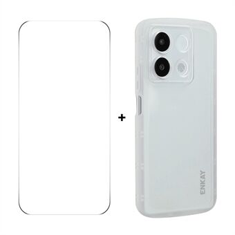 Voor Xiaomi Poco X6 5G / Xiaomi Redmi Note 13 Pro 5G ENKAY HAT PRINCE Hoes Vier Hoeken Schokbestendige Matte TPU Telefoonhoes + 9H Glazen Beschermfolie