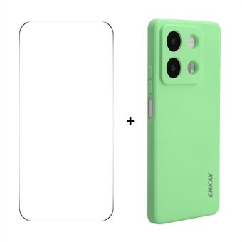 Voor Xiaomi Redmi Note 13 Pro 5G / Xiaomi Poco X6 5G ENKAY HAT PRINCE Siliconen Hoes Recht Rand Telefoonhoesje + 9H Glazen Beschermfolie