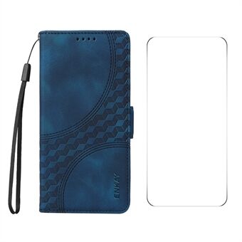 Voor iPhone 16 ENKAY Sterrenhemelpatroon PU Leren Hoesje Portemonnee Schokbestendige Telefoonhoes met Schermfolie