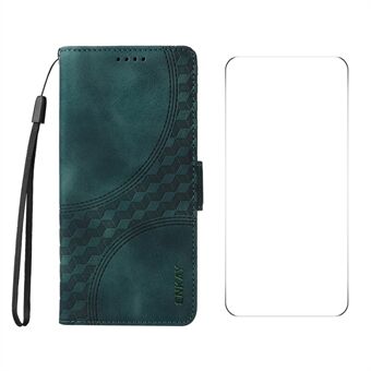 Voor Oppo Reno12 F 4G ENKAY Starry Sky Pattern PU Lederen Hoesje Portemonnee Schokbestendige Telefoonhoes met Schermfolie