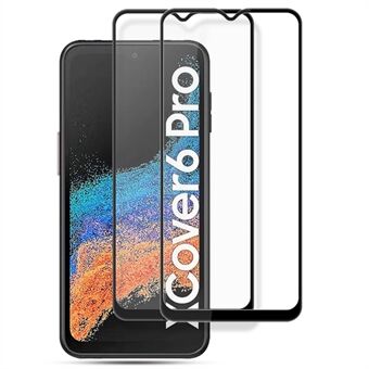 AMORUS 2 stks / pak voor Samsung Galaxy Xcover6 Pro 5G gehard glas secundaire versterking zijdedruk volledige lijm volledige schermbeschermer - zwart