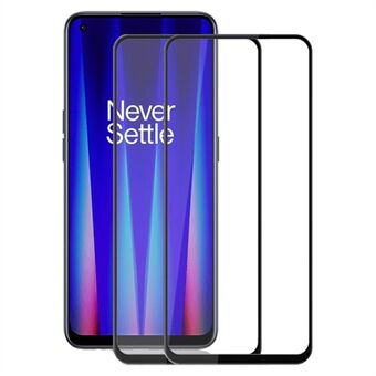 AMORUS 2 stks / pak voor OnePlus Nord CE 2 5G Silk Printing Gehard glas Volledige lijm Full size secundaire versterkende schermfilm - zwart