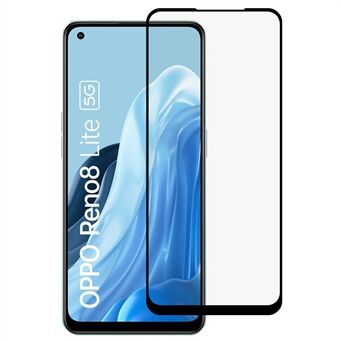 9D Gehard Glas Film voor Oppo Reno8 Lite 5G, Hoge Transparantie Zijde Afdrukken Zijlijm Volledig Scherm 9H Anti-slijtage Screen Protector